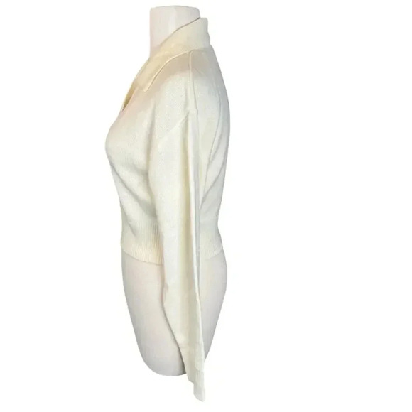 H&M Divided Off White Collared Cropped Sweater NWOT Size XS Sweater Season - Picture 2 of 11